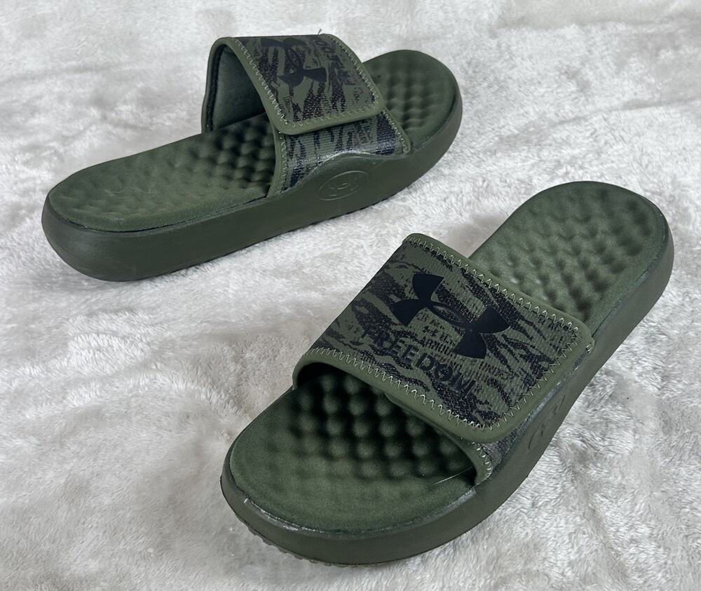 Under Armour Slides Men’s Sz 8 Dark Green Ignite Pro 8 Freedom 3028096 390